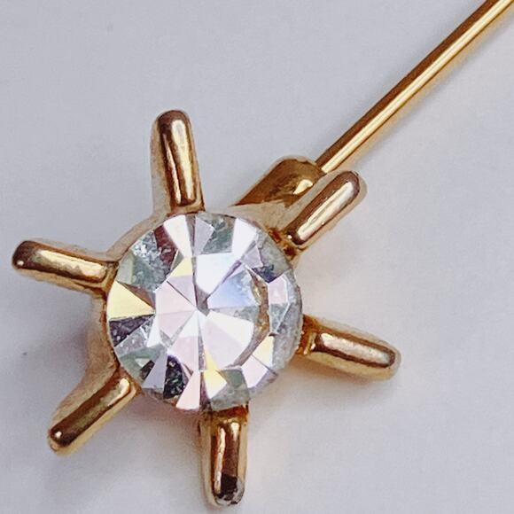 VTG Monogram Brooch Script Letter S Mid Century Jewelry Gold Tone Rhinestone Pin - Picture 4 of 10